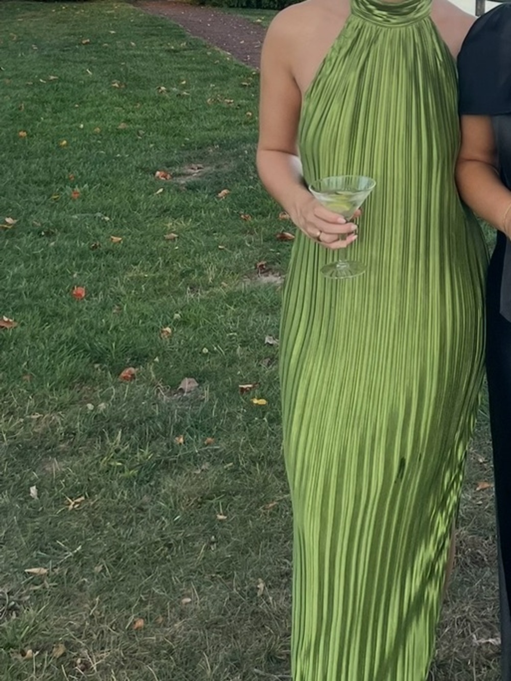 Lulu's Lime Green One-Shoulder Pleated Maxi Dress